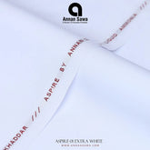 Unstitched Close-up of Extra White ASPIRE Wash & Wear fabric – smooth luxury liquid ammonia finish by AnnanSawa